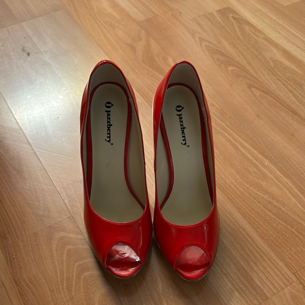 JazzBerry Red Peep Toe Women's Shoes